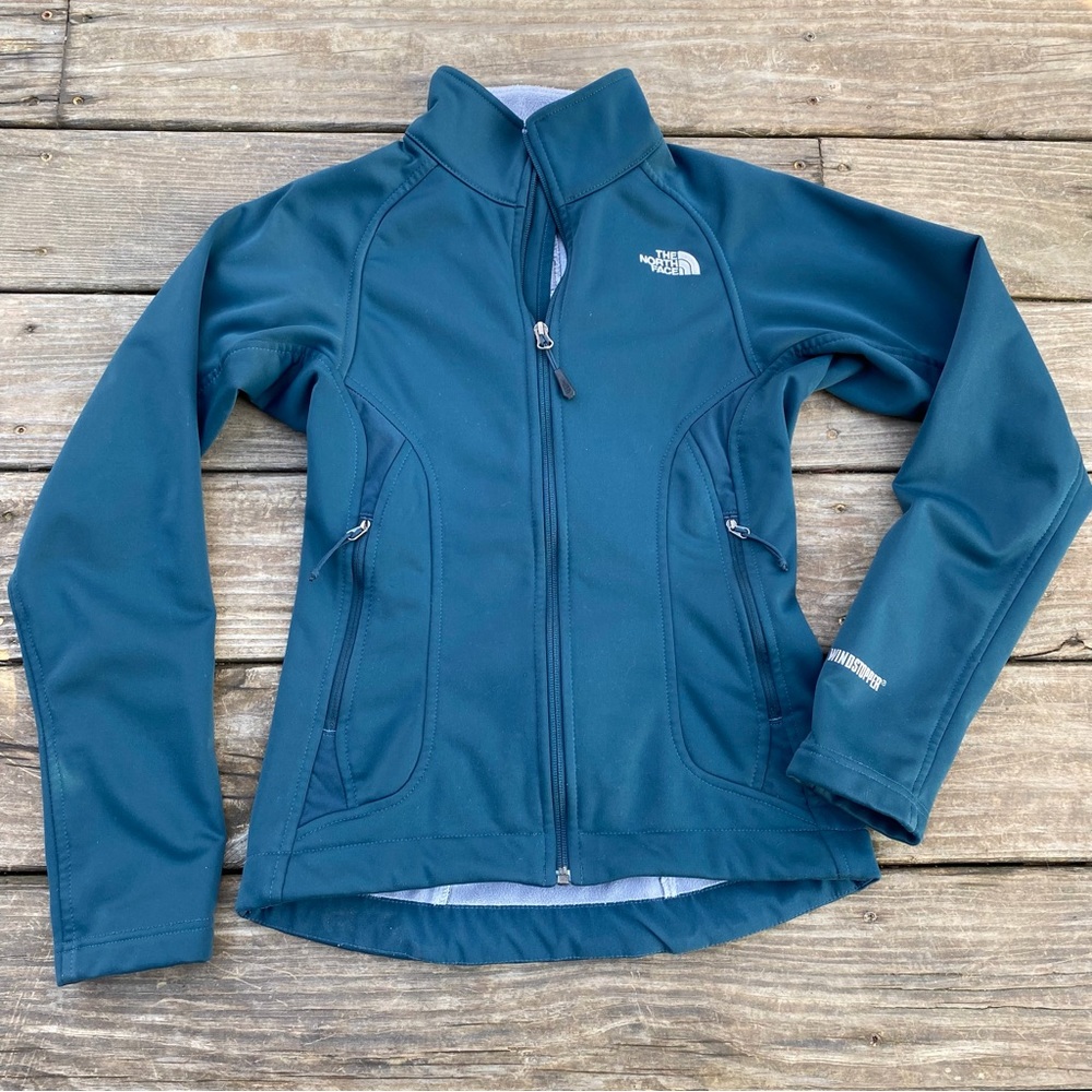 The North Face Windstopper Soft Shell Fleece Lined Jacket Teal Size XS